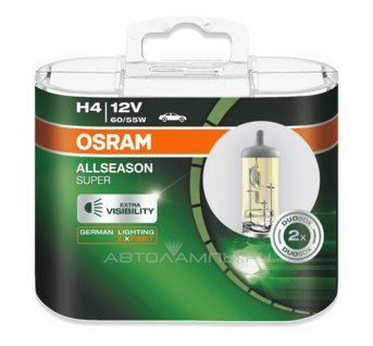 H4 12V- 60/55W (P43t) (жёлтый свет) Allseason (2шт) DuoBox 64193ALS-HCB